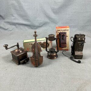 Lot of 4 VTG Miniature Die Cast Metal Pencil Sharpeners Bass Party Line Phone